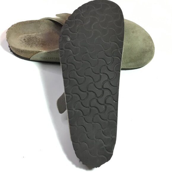 Birkenstock Boston Soft Footbed Clog Velvety Suede Leather Taupe Men's Size 11 - Picture 9 of 10